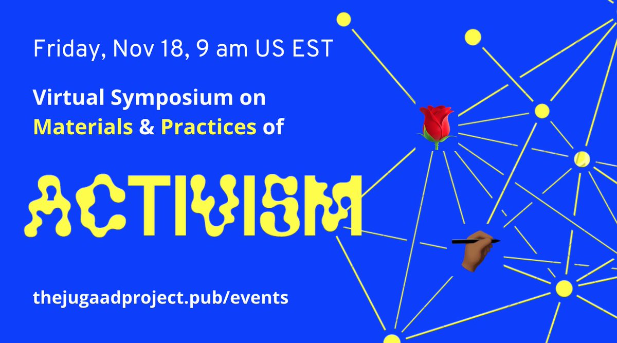 Free Virtual Symposium! 

Nov 18, 2022, 9am US EST on materials &amp; practices of art and activism. 🪧🌹✊🏽

Join <a href="/asbeallz/">Angela Beallor</a> <a href="/CitraSasmita3/">CitraSasmita</a> #anissarahadiningtyas #peerasongkünnatham <a href="/bluebelldreamer/">Emily Levick</a> for this global discussion.

Register Materialactivism.Eventbrite.com
