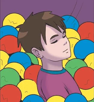 one day I wanna be as at peace as this kid in the ball pit from the FNAF comics 