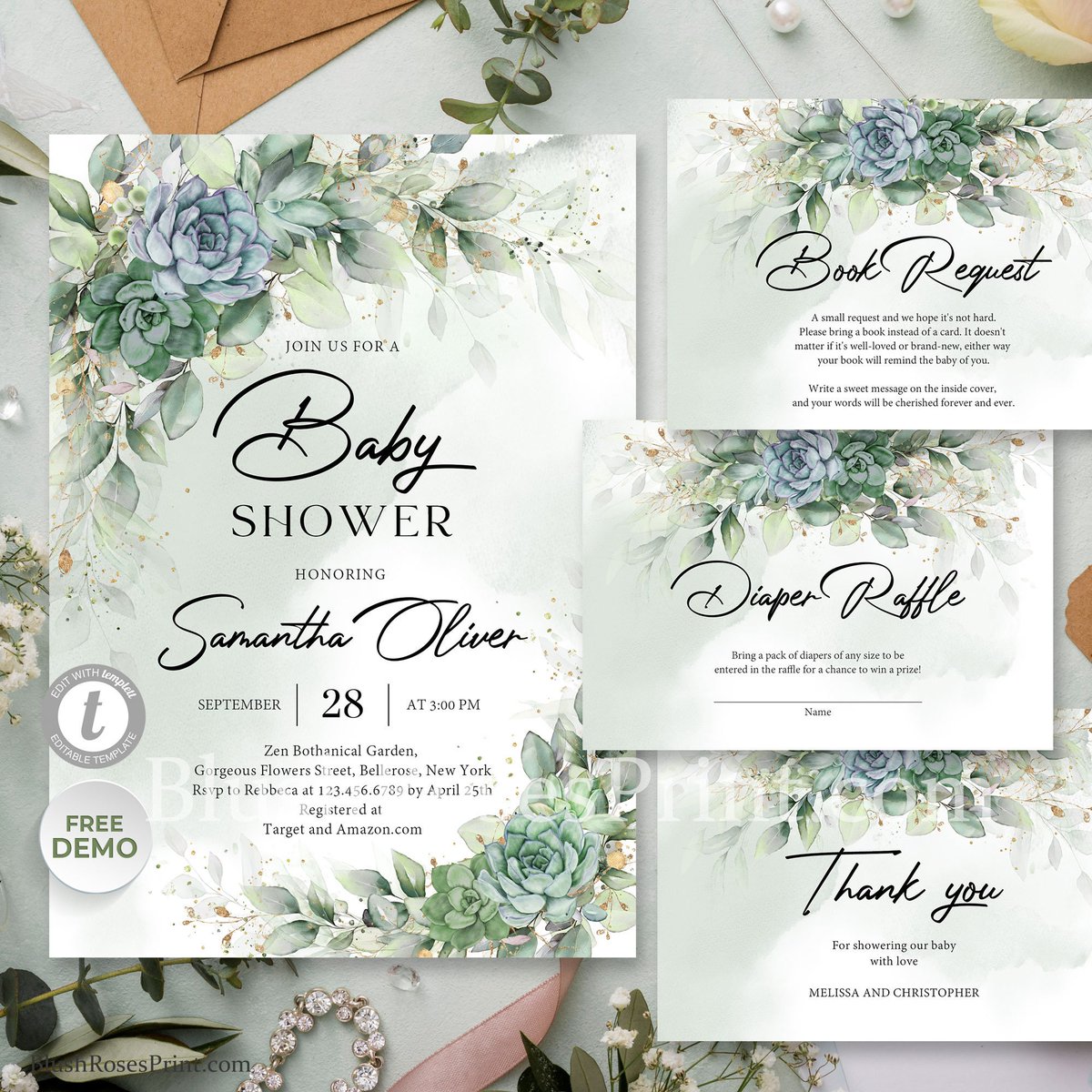 Excited to share the latest addition to my etsy shop etsy.me/3TojEW8: Succulents Baby Shower Invitation Template, Greenery Boho Baby Shower Invite, Green Eucalyptus and Gold Baby Shower, INSTSANT DOWNLOAD #150  #green #babyshower #gold #babyshowerinvite #editab