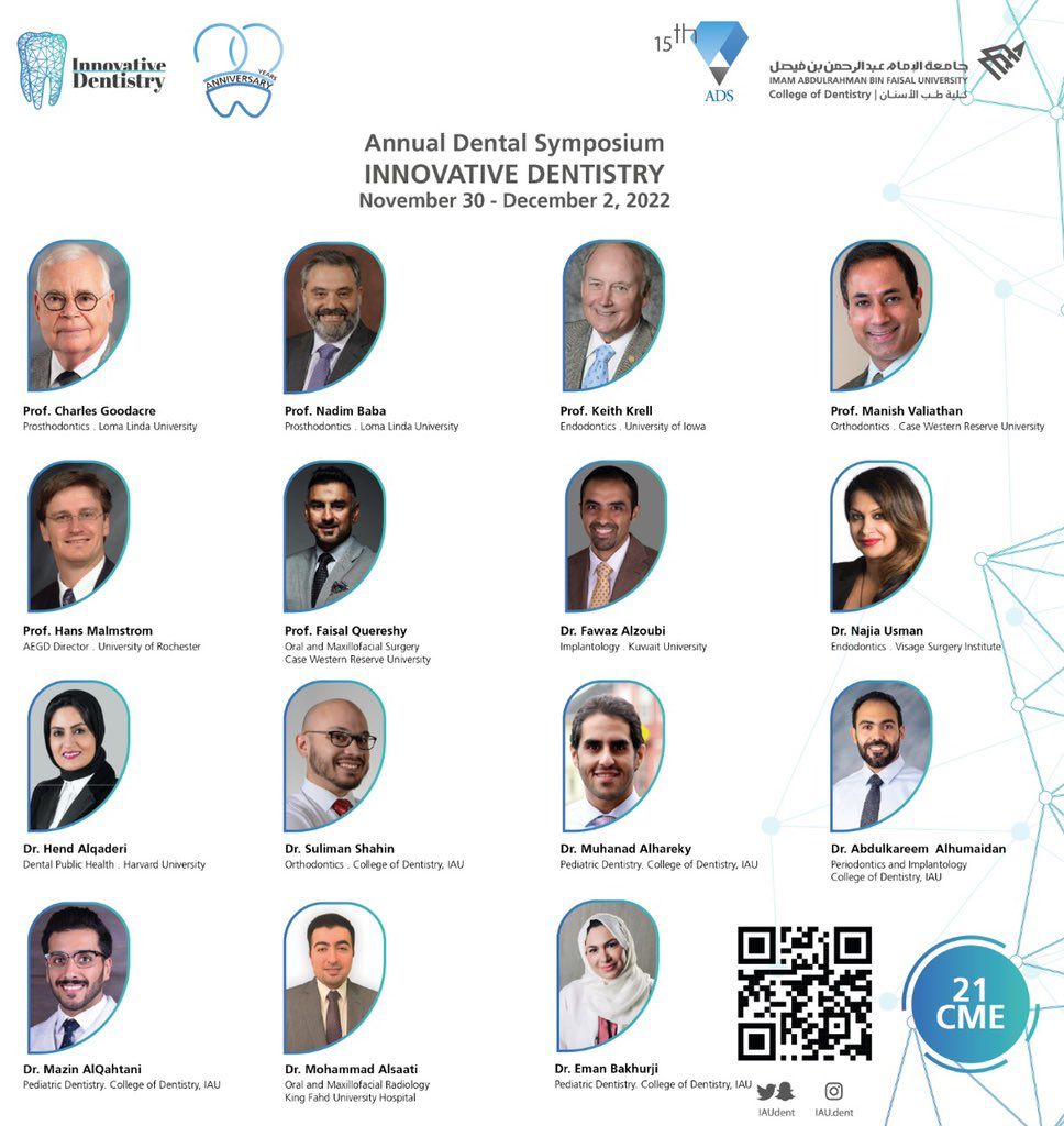 بأكثر من 50 ساعة معتمدة من الهيئة السعودية للتخصصات الصحية وبمشاركة 9 من نخبة المتحدثين العالميين و 6 متحدثين محليين يقدمون 15 محاضرة علمية و 11ورش عمل بالندوة العلمية الخامسة عشر - الابتكار في طب الأسنان

بادر بالتسجيل والاستفادة من مميزات التسجيل المبكر

ads.iau.edu.sa