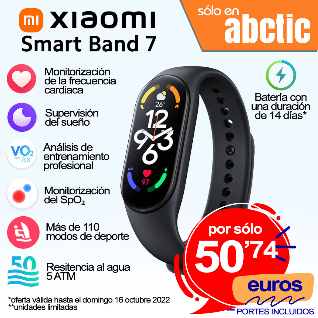 abctic's tweet photo. Xiaomi Smart band 7
A juegos con tu vida
La magnífica pantalla AMOLED de gran tamaño se estrena en tu muñeca, lo que facilita la lectura y el control tanto si estás corriendo en un camino pedregoso como navegando en una oscilante casa flotante.

https://t.co/cYHHApLmtZ https://t.co/PYCiYEc0Jr