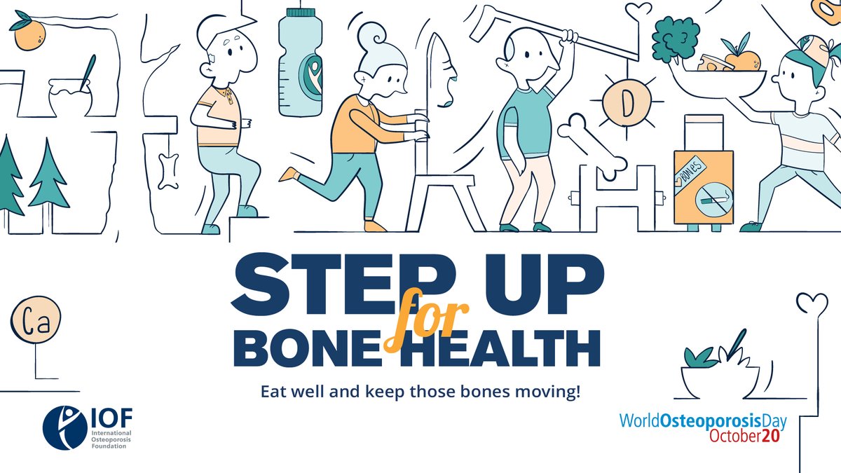 RCP_FFFAP's tweet photo. It's World Osteoporosis Day!
A bone-healthy lifestyle is the foundation for strong bones and a mobile, fracture-free future. 
Find out how to reduce your risk of osteoporosis:https://t.co/HgIjP2k5sw
#StepUpToBoneHealth #WorldOsteoporosisDay #FLSDB #FLS #fracture @iofbonehealth https://t.co/iXI9oiMwdA