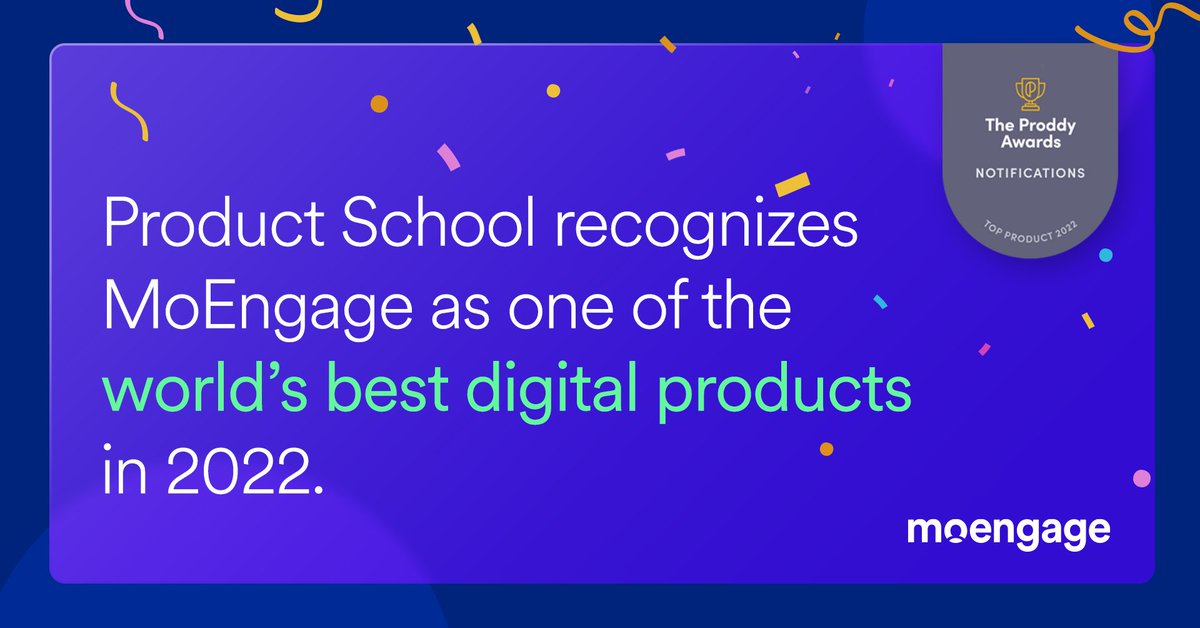 moengage's tweet photo. ๐ฅ Weโve been selected for Product School's Fifth annual Proddy Awards in the Top Notifications Product category! ๐
๐ Our heartfelt gratitude to our incredible community for helping us achieve this milestone!
#proddys https://t.co/YibygeXeSZ