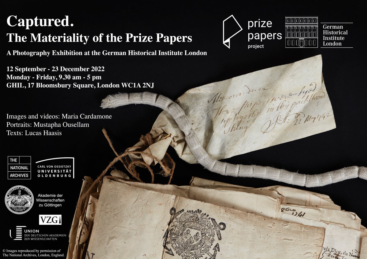 We are pleased to announce the extension of our <a href="/Prize_Papers/">Prize Papers Project</a> photography exhibition "Captured. The Materiality of Prize Papers" on display <a href="/ghilondon/">German Historical Institute London</a> until 23 December. If you haven't seen it yet, visit 17 Bloomsbury Square, London WC1A 2NJ, weekdays 9.30am - 5pm.