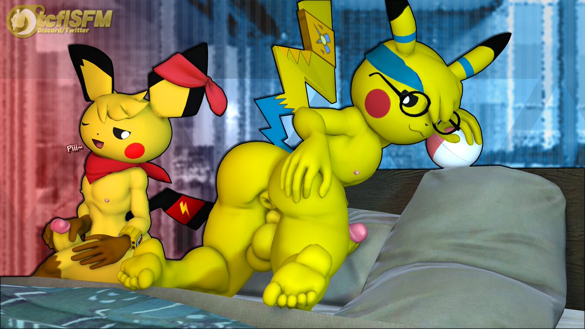 tcflSFM's tweet photo. My part of an art trade with my Pichu buddy Roy (Dr.IvoPingasnik on FA), featuring him getting to appreciate Trip's lovely behind~! ​❤️​​⚡​💙

Both models are by @ThunderDogBoi. https://t.co/stExA8bzkF