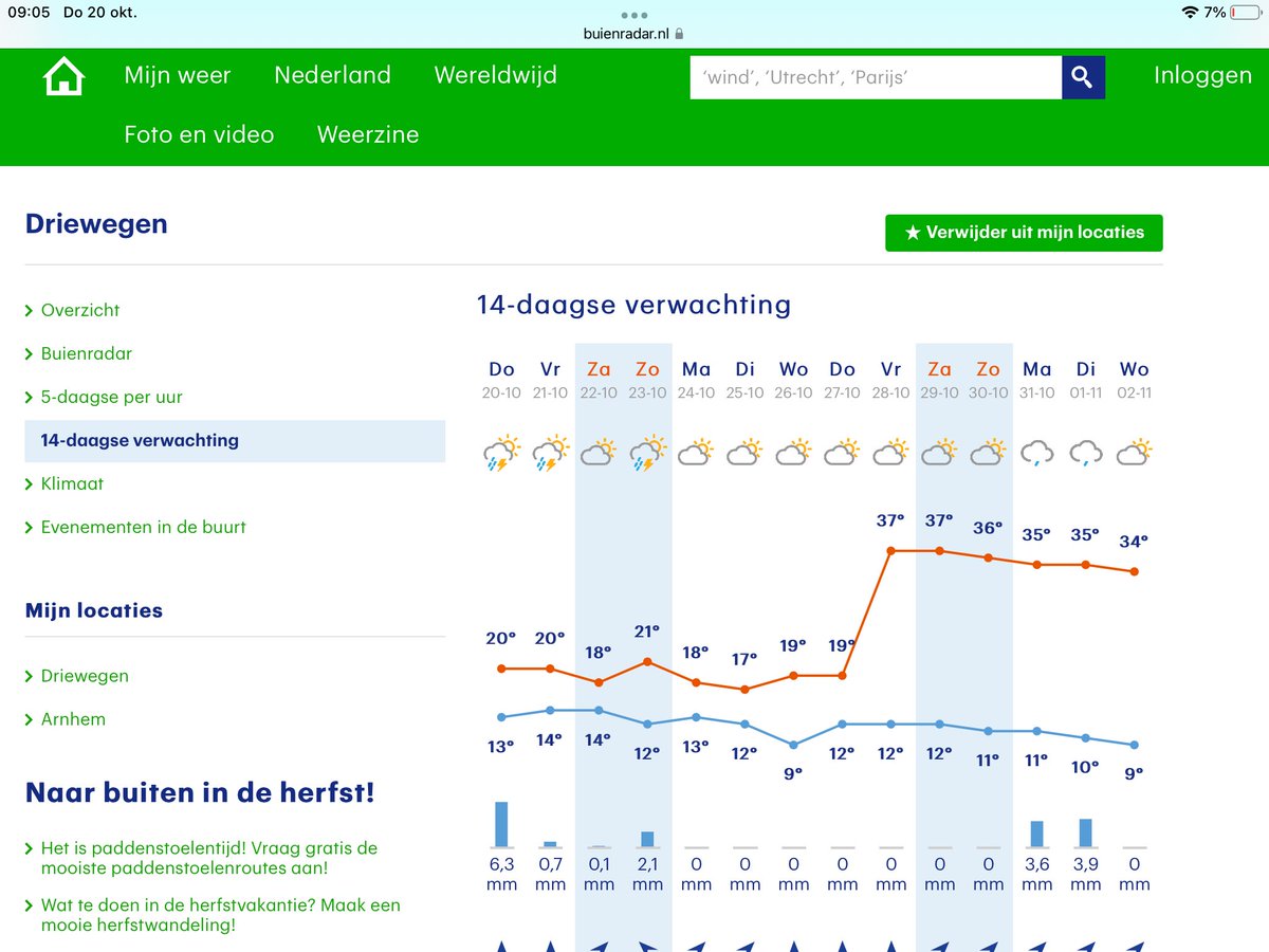 Weersverwachting voor Driewegen 😎