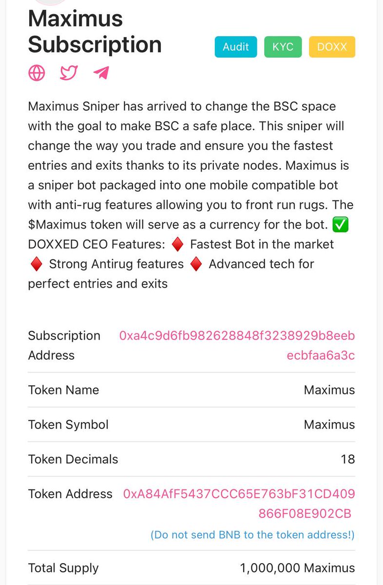 DTCGroup_'s tweet photo. 🔸 @maximusniper subscription presale has been finalized with over 6200 BNB, everyone is fighting for the 2 BNB max allocation, rest of the BNB is refunded that’s how @pinkecosystem  subscriptions work. 

https://t.co/msS1EYcnDQ

#DTCGroup #MAXIMUSSNIPER #PINKSALE #PRESALE #IDO https://t.co/lGUpbF2Yuv