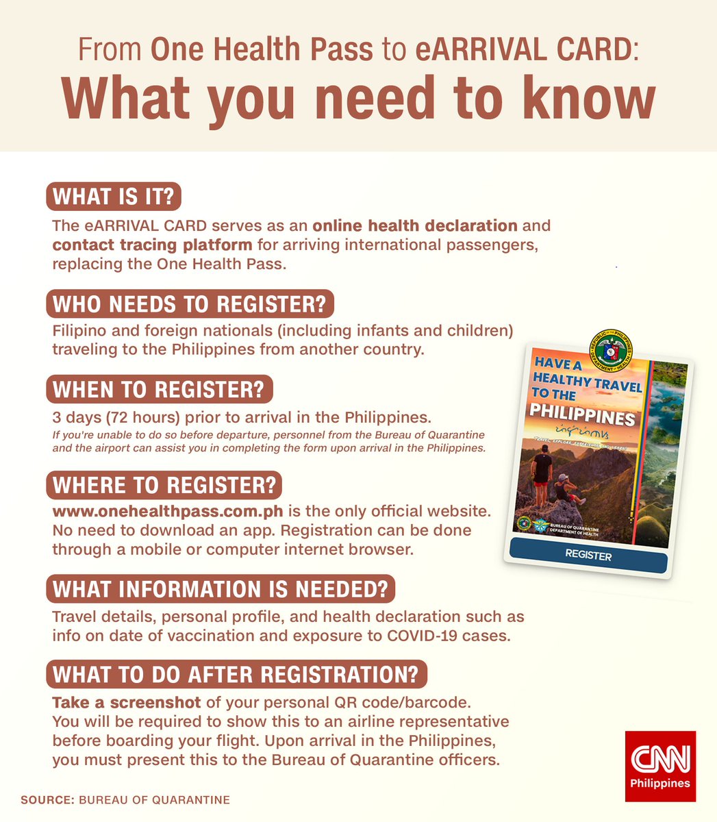 newswatchplusph's tweet photo. If you're arriving in the Philippines from an international trip, you need to secure an eARRIVAL CARD online.

But don't worry, it only requires few information and can be completed even at the airport. Here's what you need to know https://t.co/iLjGPpL3lF https://t.co/IAIaOktV2v