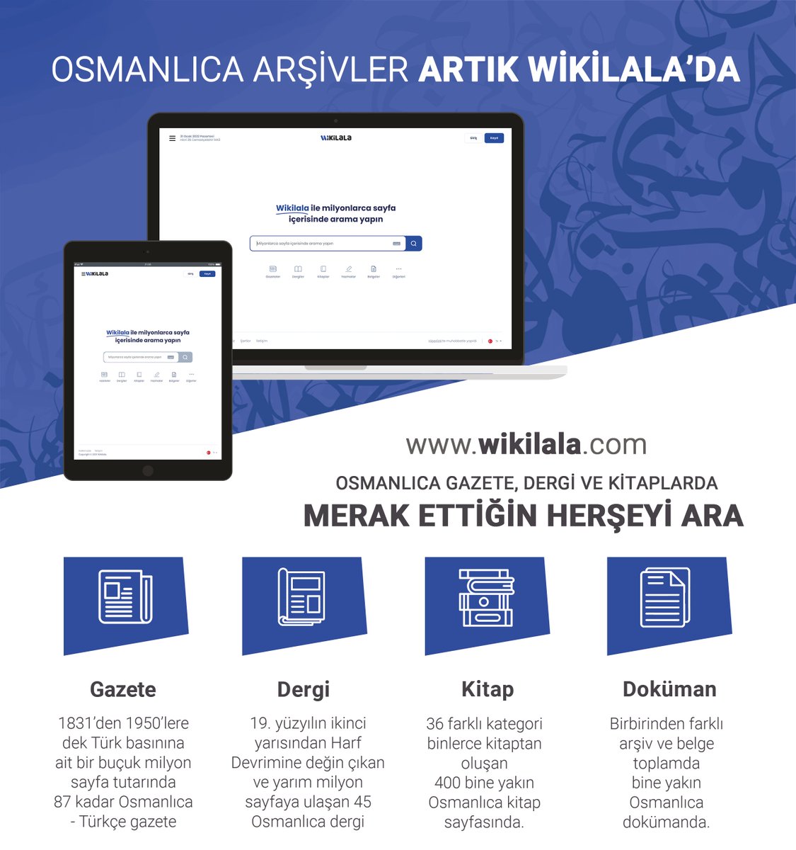 fsmvu_kutuphane's tweet photo. Değerli Kullanıcılarımız,
Wikilala, eOsmanlıca, https://t.co/p7AXLfiZxX veritabanları 1 Aralık 2022 tarihine kadar erişime açılmıştır. 
Bilgi ve erişim için veritabanları sayfam��zı ziyaret edebilirsiniz.
https://t.co/f614q3maLI https://t.co/EyAakhBrQA