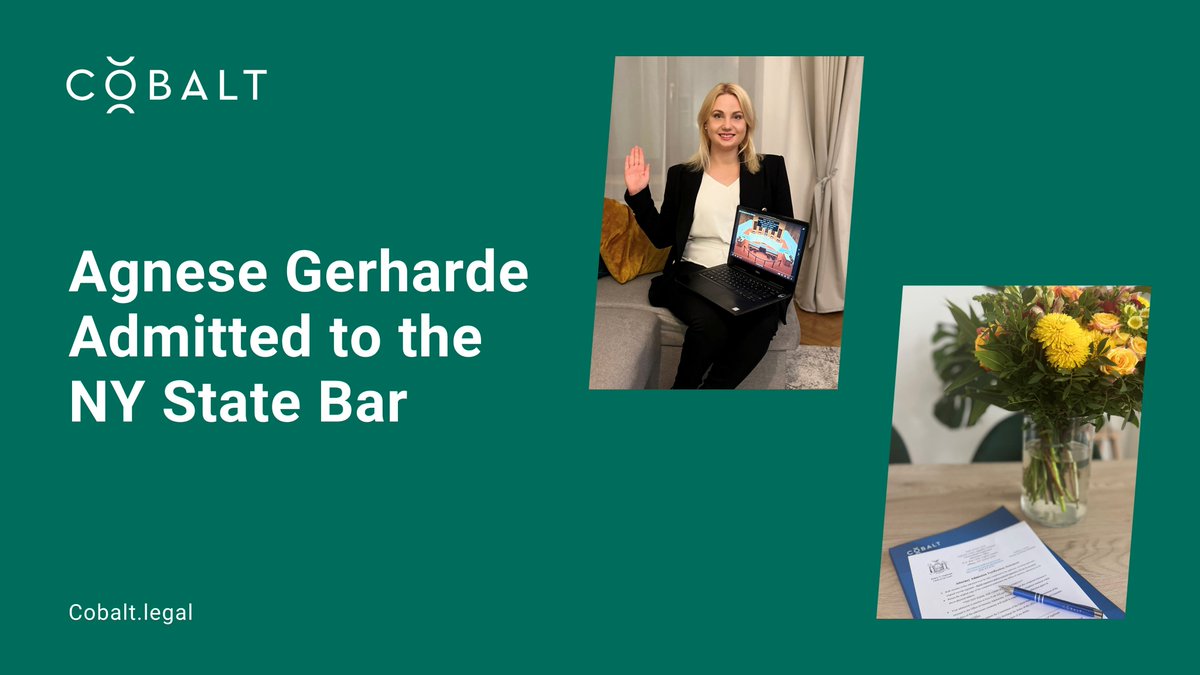 Congratulations to our IP Associate <a href="/AgneseGerharde/">Agnese Gerharde</a> on being admitted to the New York State Bar! We are so proud of you for reaching this major professional milestone. 
Exciting times ahead! 
🔗cobalt.legal/en/people/agne…
