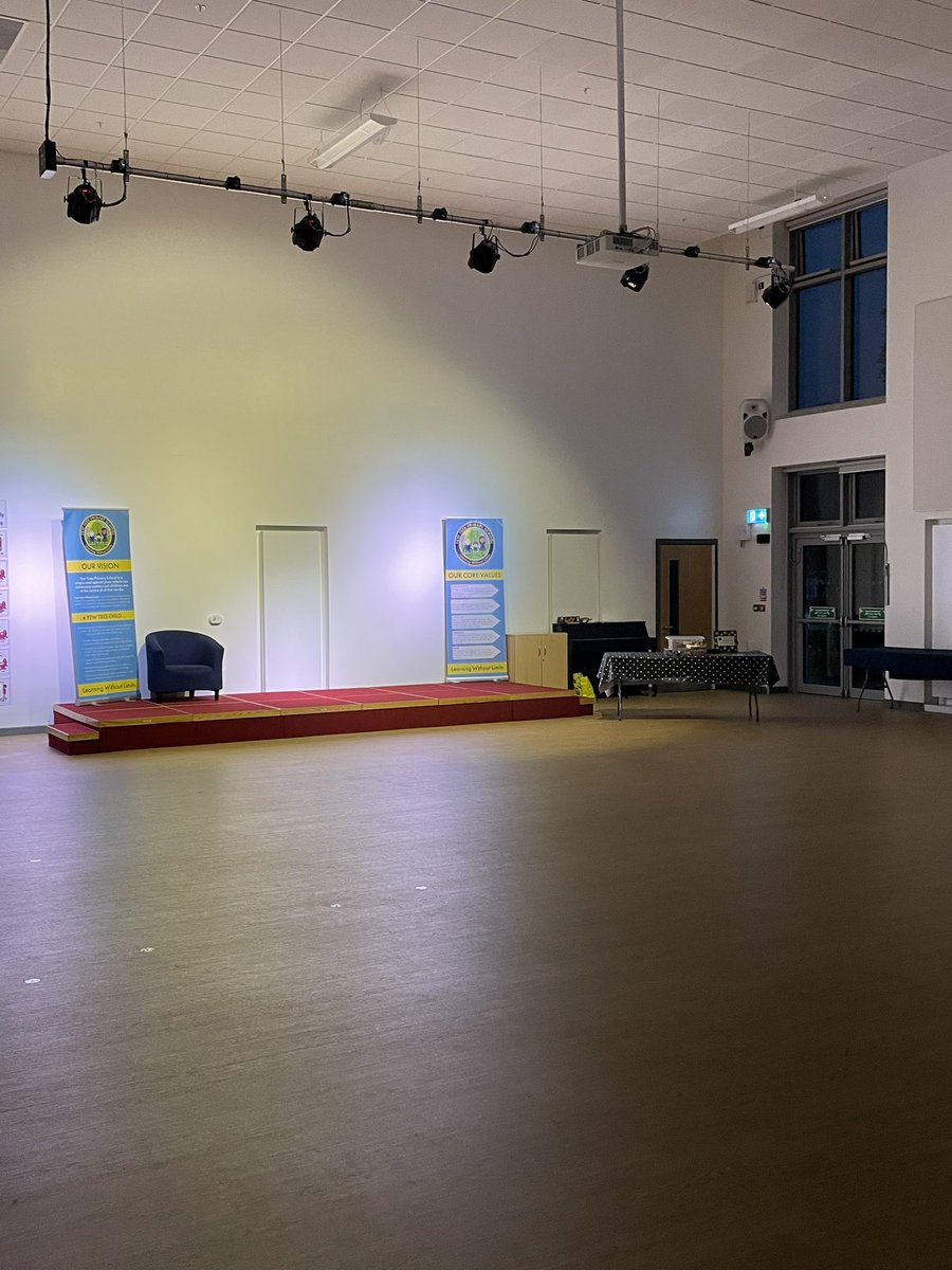 YewTreeSandwell's tweet photo. The book machine is stocked and the hall is set up ready for our #GoldBook assembly for this half term. All we need now are the children, our winners and https://t.co/RykCV4Uc7B