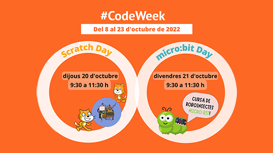 xtec's tweet photo. En pocs minuts comença la jornada lúdica de programació #ScratchDay i, demà, el #MicrobitDay. Les podeu seguir en línia!
🟠 #ScratchDay: dijous 20 d'octubre
🔗 https://t.co/BZnmBZhLjc
🟠 #MicrobitDay: divendres 21 d'octubre
🔗 https://t.co/lnFz447wMd
#AlsCentres #CodeWeek https://t.co/ktH3wRUYBW