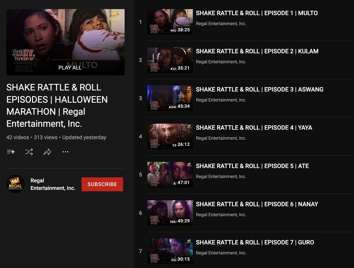 sinefiles's tweet photo. 📣 All the SHAKE, RATTLE, &amp; ROLL episodes are just available for FREE on Regal's YouTube channel, by the way... 👻

Per episode 🔗 https://t.co/7eQdDiNKl0
Per movie 🔗 https://t.co/nPmr26jFtN https://t.co/WErVDBFg6L