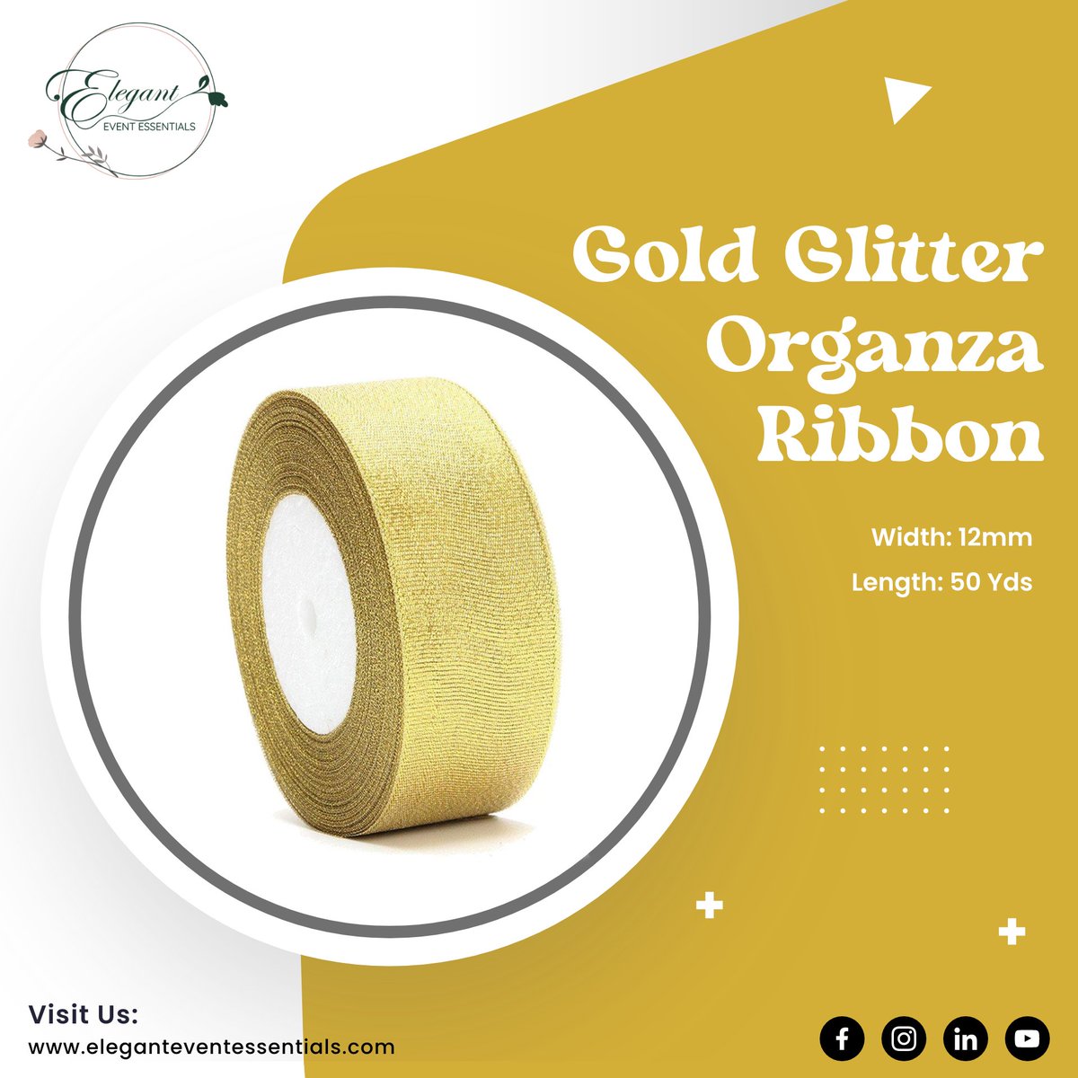 Now embellish your event and venue with minimum effort! Use our #Gold Glitter Organza #Ribbons to change your ambience into an exotic work. Show your guests your #creative side with our versatile Organza Ribbons

#ElegantEventEssentials #OrganzaRibbon #decoration #wedding🍸#brand
