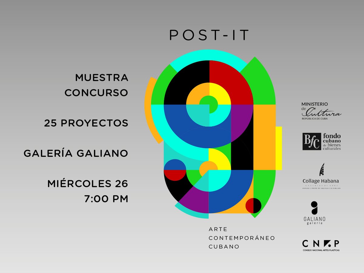 📍Próximas inauguraciones de #CollageHabana:
Aforo,muestra personal de Manuel López Oliva en #CollageHabana, y #Postit 9, muestra #concurso de #artecubanocontemporáneo, en Galería Galiano.Ambas galerías abrirán sus puertas el próximo miércoles 26 desde las 5:00pm.Acompáñenos!