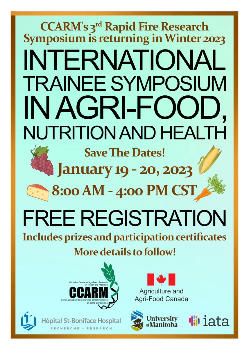 lince_research's tweet photo. ⚠️New opportunity to share your research!!

➡️https://t.co/2UQTtoi9mA

#food #nutrition #health #CCARM
@umanitoba @iata_csic https://t.co/s3PUnfUFLZ