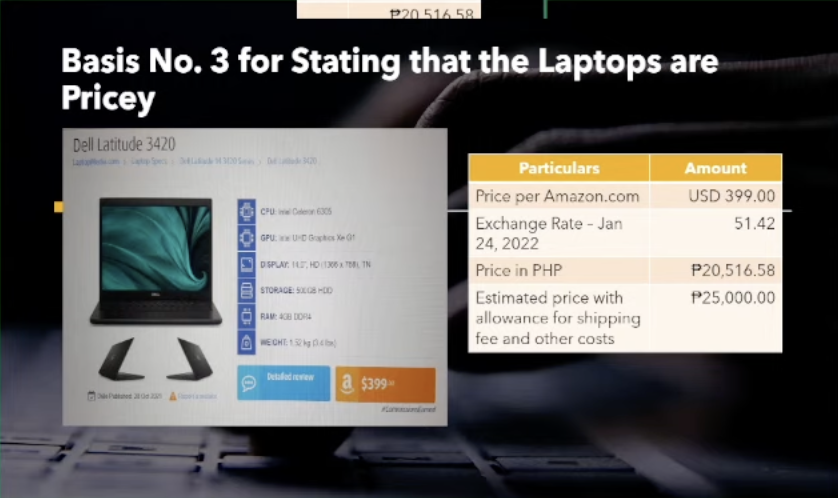 rapplerdotcom's tweet photo. @ryanmacasero COA checked price in retail stores and online. The laptops procured by DepEd for about P60,000 are available on Amazon for about P20,000 and in retail stores for about P22,490. 

COA considers prices about 10% above market value as "excessive." | via @ryanmacasero https://t.co/LN26JxINRS