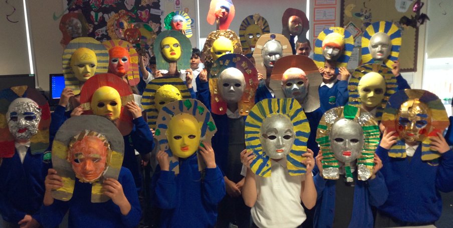 What an incredible display! Year 4 really enjoyed creating these masks #AncientEgypt #parenthelpers #immerseinspireinclude