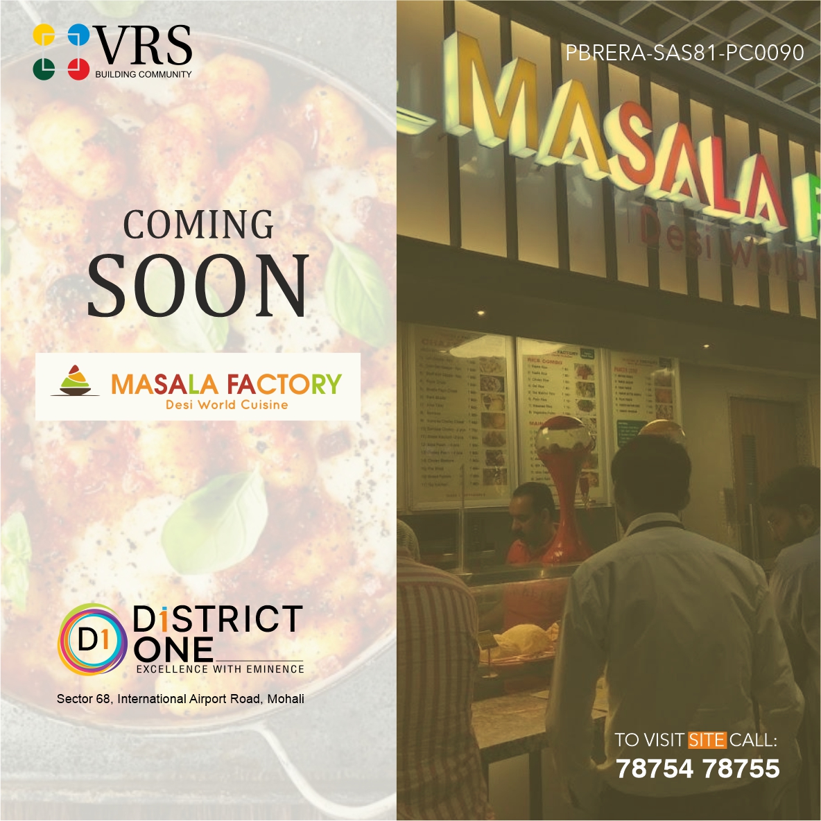 Enjoy modern yet classic Indian dishes with 𝐌𝐚𝐬𝐚𝐥𝐚 𝐅𝐚𝐜𝐭𝐨𝐫𝐲. Coming soon at District One.

#MasalaFactory #IndianDishes #Indianfood #BrandOpening #CommingSoon #DistrictOne #Mohali #VRS #VRSGroup