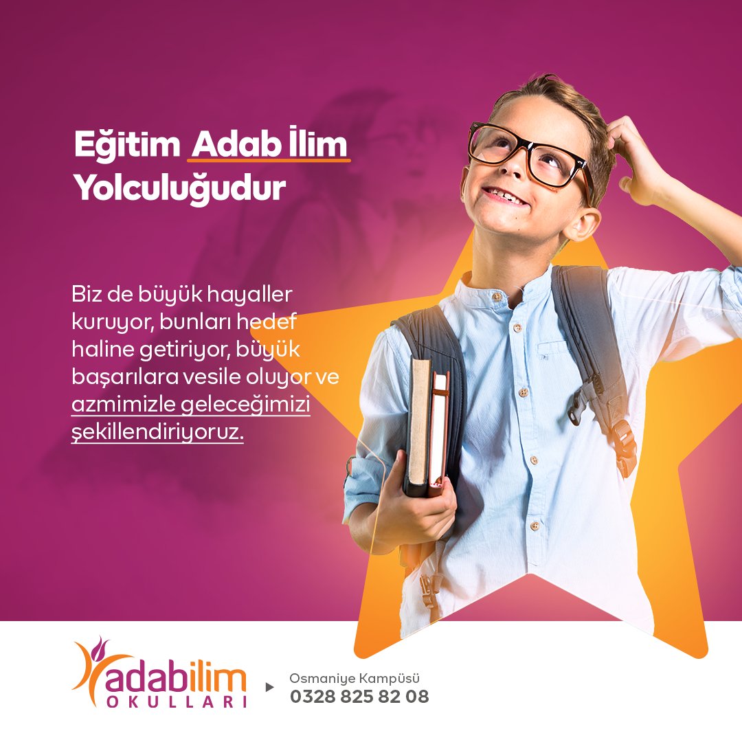 adabilimosmanye's tweet photo. Günümüze gelmiş tüm büyük başarıların arkasında başkalarının ütopik bulduğu hayaller yatar... 
Biz de büyük hayaller kuruyor, bunları hedef haline getiriyor, büyük başarılara vesile oluyor ve azmimizle geleceğimizi şekillendiriyoruz.

#eğitimadabilimyolculuğudur #osmaniye https://t.co/mQsxxV1lk4