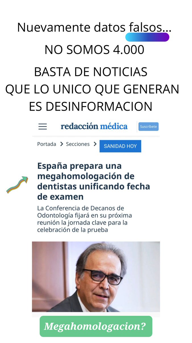 OdontosH's tweet photo. @redaccionmedica sensacionalistas con estos títulos que a quién benefician? O a quienes va dirigido para generar más caos y miedo de mercado?
No somos 4000!!!
Y tenemos que pasar por un exámen, no es una megahomologacion!!
@subirats9 @UniversidadGob https://t.co/o8Id2tAW4E