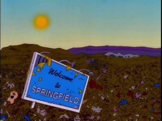 ImpeachBoris's tweet photo. Remember that episode of The Simpsons where Homer is elected by a landslide as Sanitation Commissioner on the back of a raft of “crazy promises” that he couldn’t possibly deliver then within months is so awash with trash they have to transplant the town?  #GeneralElectionNow #UK https://t.co/P9LlKFcErj