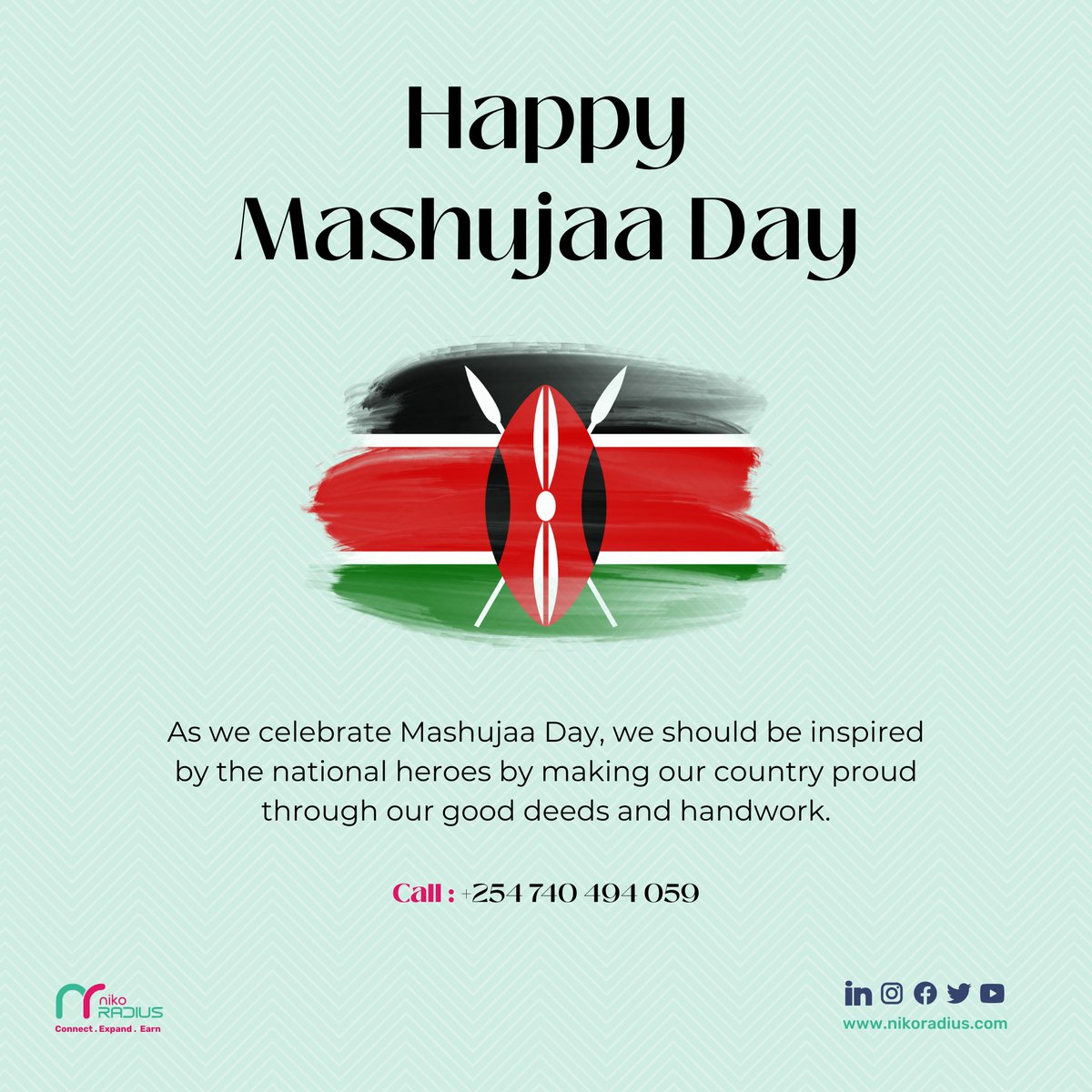 Freedom did not come easy to us and therefore, we must never take it lightly. 
Wishing everyone a Happy Mashujaa Day.