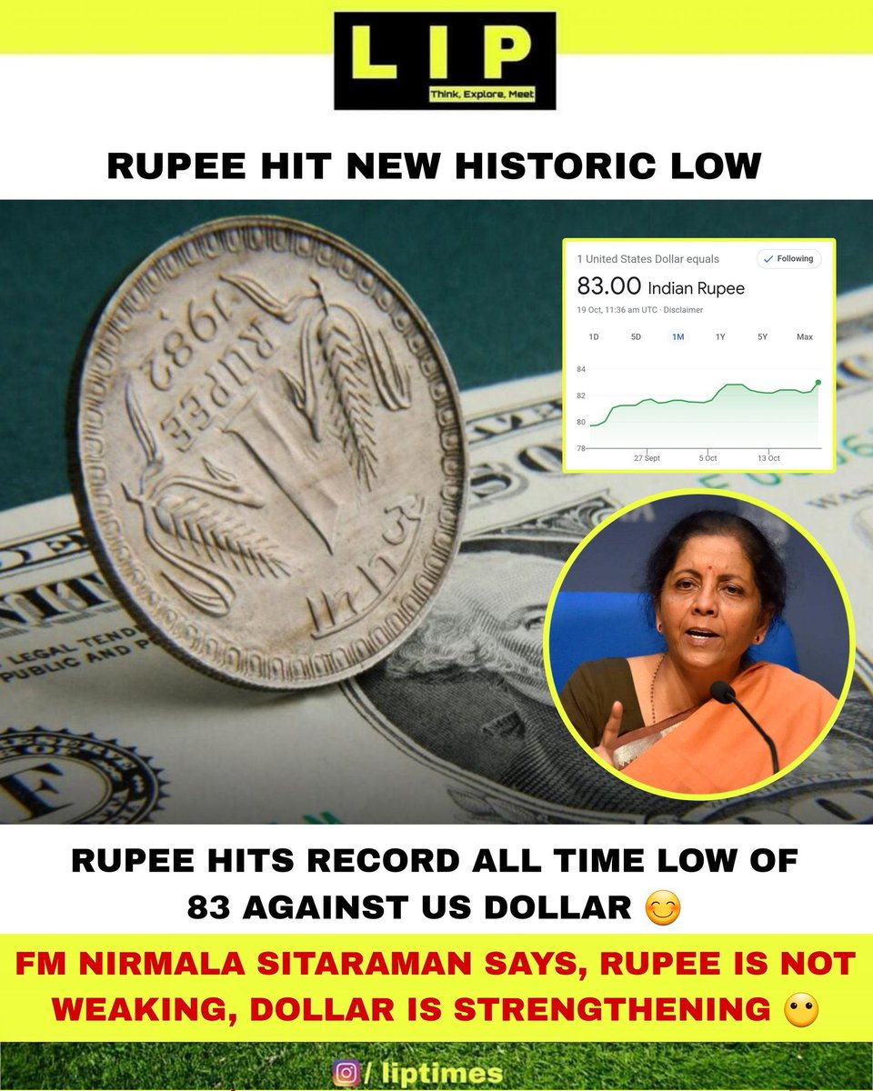 SPSRPA's tweet photo. What a answer by respected Finance Minister? Dollar is becoming more stronger so it’s not the fault of Rupee. Really? I am seek to hear such stupid answers and feel very much regret that my country is having knowledgeable FM 🙏#RupeevsDollar https://t.co/ONgmNflZr7