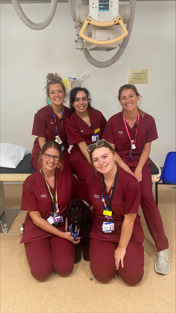RDEradiology's tweet photo. We had the privilege of Colin 🐶 visiting us in the department today @petstherapyuk look at all those happy faces 😍

#petstherapy #justwhatwasneeded #happy https://t.co/qdV4crI77B