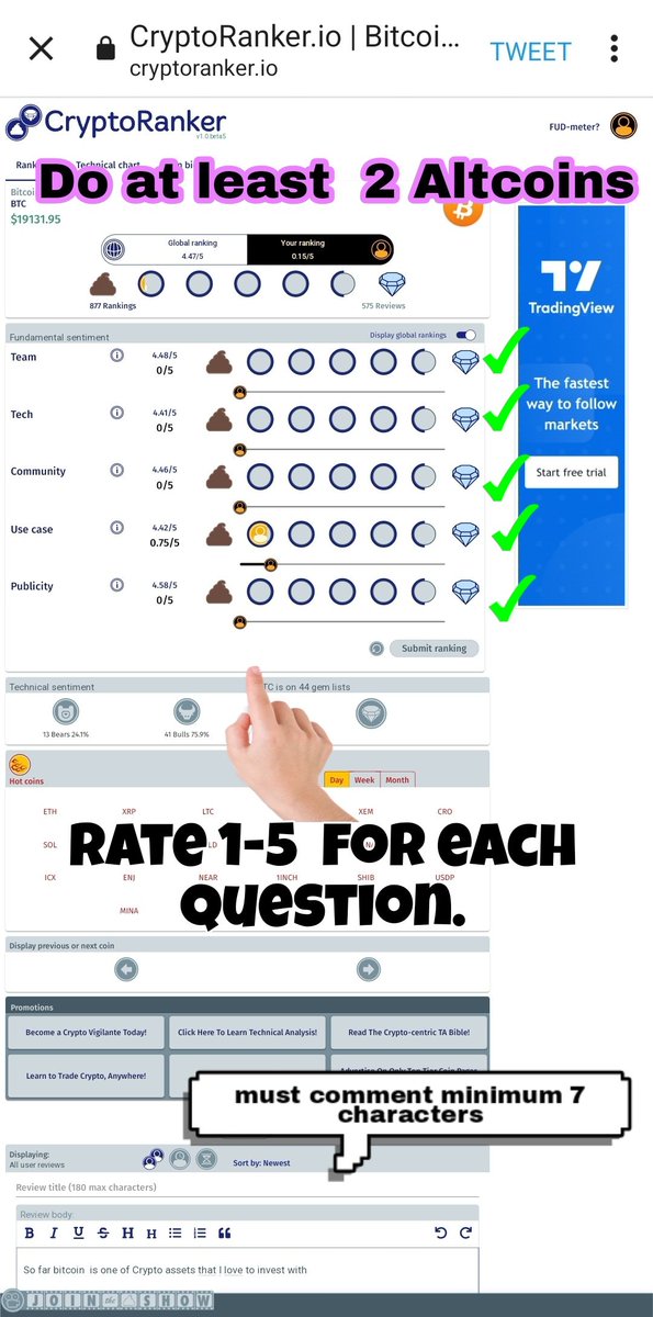 Bulls_Crypt0's tweet photo. $250 in 48 Hours 

⭐️ $50

✅️RT &amp; Follow @CryptoRanker_io

💫 $200 

✅️Sign up at https://t.co/FbyTxI2B0i 
✅️Rank+review 7 words minimum to qualify at 2 crypto altcoins (proofs in comments) https://t.co/a0i2z0jADN