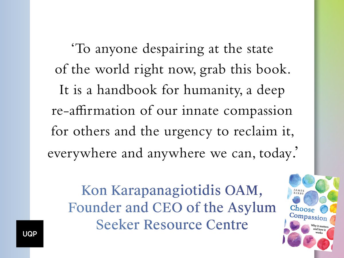James N. Kirby (@jamesnkirby) on Twitter photo When I think of compassionate heroes <a href="/Kon__K/">Kon Karapanagiotidis</a> immediately comes to mind. Kon & the team at <a href="/ASRC1/">ASRC</a> work tirelessly helping refugees & asylum seekers. I was blown away when Kon gave this endorsement for my book, out in 10 days!! bookdepository.com/Choose-Compass… <a href="/UQPbooks/">UQPBooks</a> #365daysofcompassion When I think of compassionate heroes <a href="/Kon__K/">Kon Karapanagiotidis</a> immediately comes to mind. Kon & the team at <a href="/ASRC1/">ASRC</a> work tirelessly helping refugees & asylum seekers. I was blown away when Kon gave this endorsement for my book, out in 10 days!! bookdepository.com/Choose-Compass… <a href="/UQPbooks/">UQPBooks</a> #365daysofcompassion