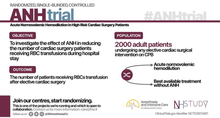 @SRAnesthesiaICU has two actively recruiting multicenter randomized trials in cardiac surgery patients.
#PROTectionTrial #ANHtrial

Your participation will further improve the quality of the evidence.

Let's make evidence together

#Anestwitter #CardioTwitter #FOAMcc