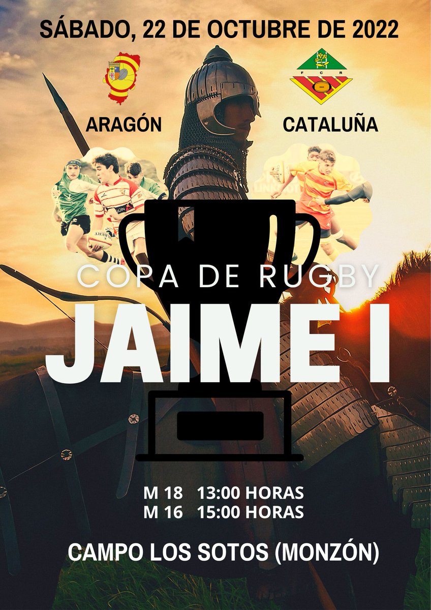 RugbyAragon's tweet photo. ‼️ PARTIDO ARAGÓN - CATALUÑA  M16 - M18 ‼️
🔜 Partido amistoso Selecciones Autonómicas 
 🗓️ Sábado 22 octubre
🏟 Campo Los Sotos (Monzón)
🏉 M18  13 horas
🏉 M16  15 horas
🎟️Entrada gratuita.
@ferugby @deporte_aragon @heraldoaficion @periodicoaragon https://t.co/4mbprXAXmc