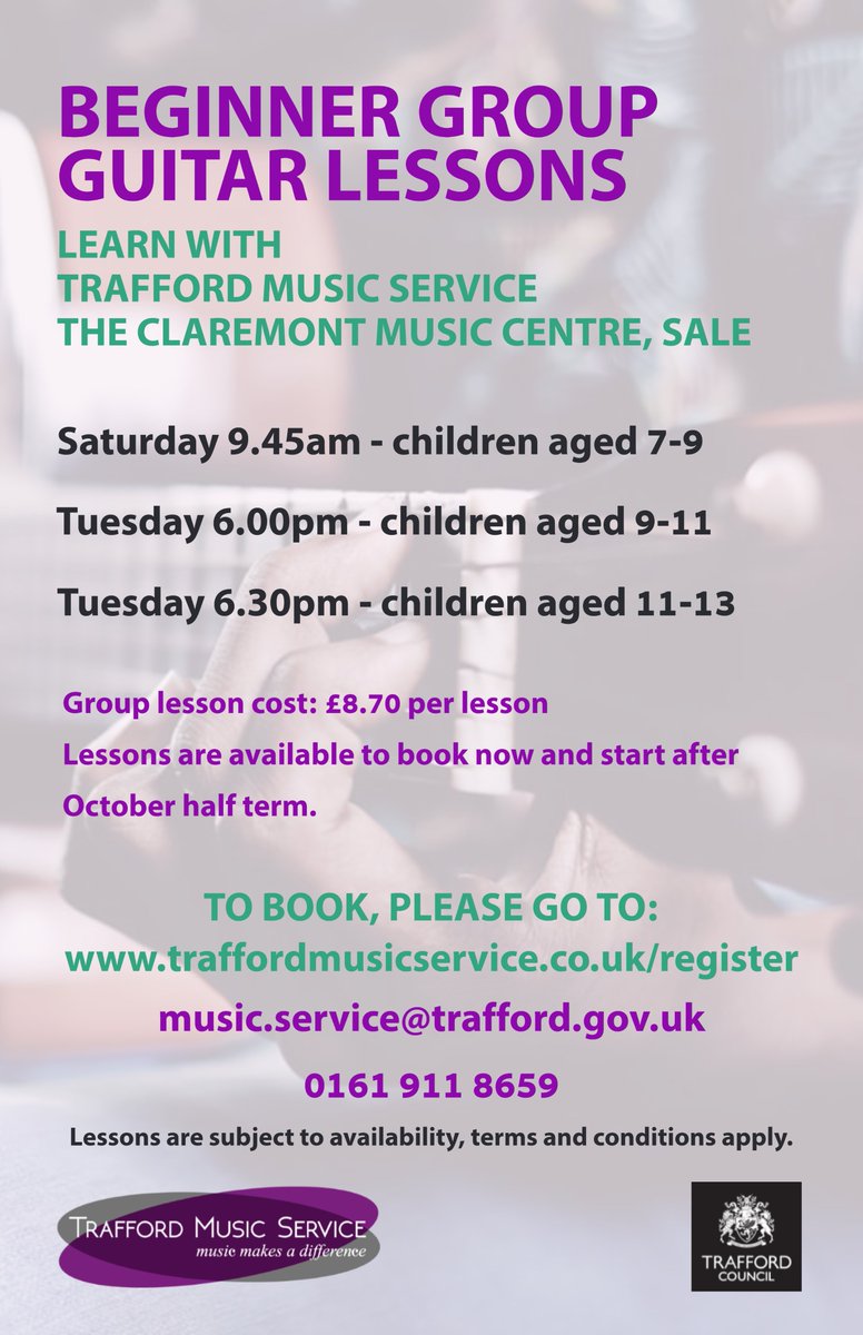 Would your child like to learn the guitar? We have beginner groups available for children aged 7-13 (please see image for details). Places are available to book now and start learning after October half term.