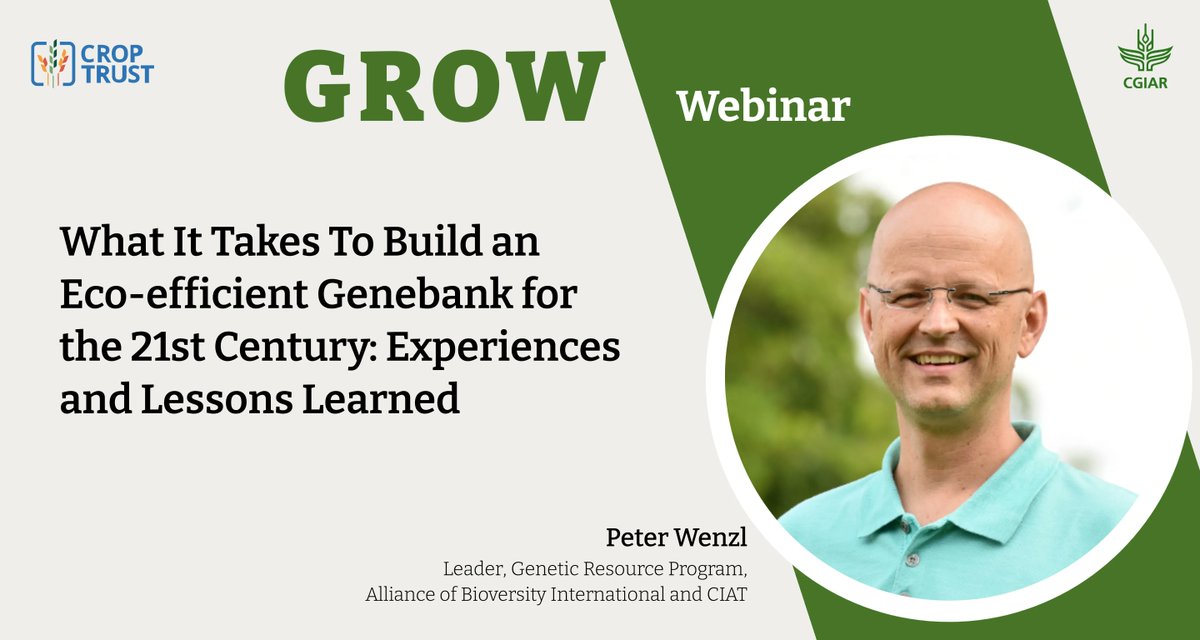 Missed the latest GROW webinar in the new series? Dr. Peter Wenzl @Peter_CaliCol, genetic resources program leader at the @BiovIntCIAT_eng #FutureSeeds genebank, shared his experience in building a LEED platinum-certified genebank. Watch it here 👉buff.ly/3CB0bu5
