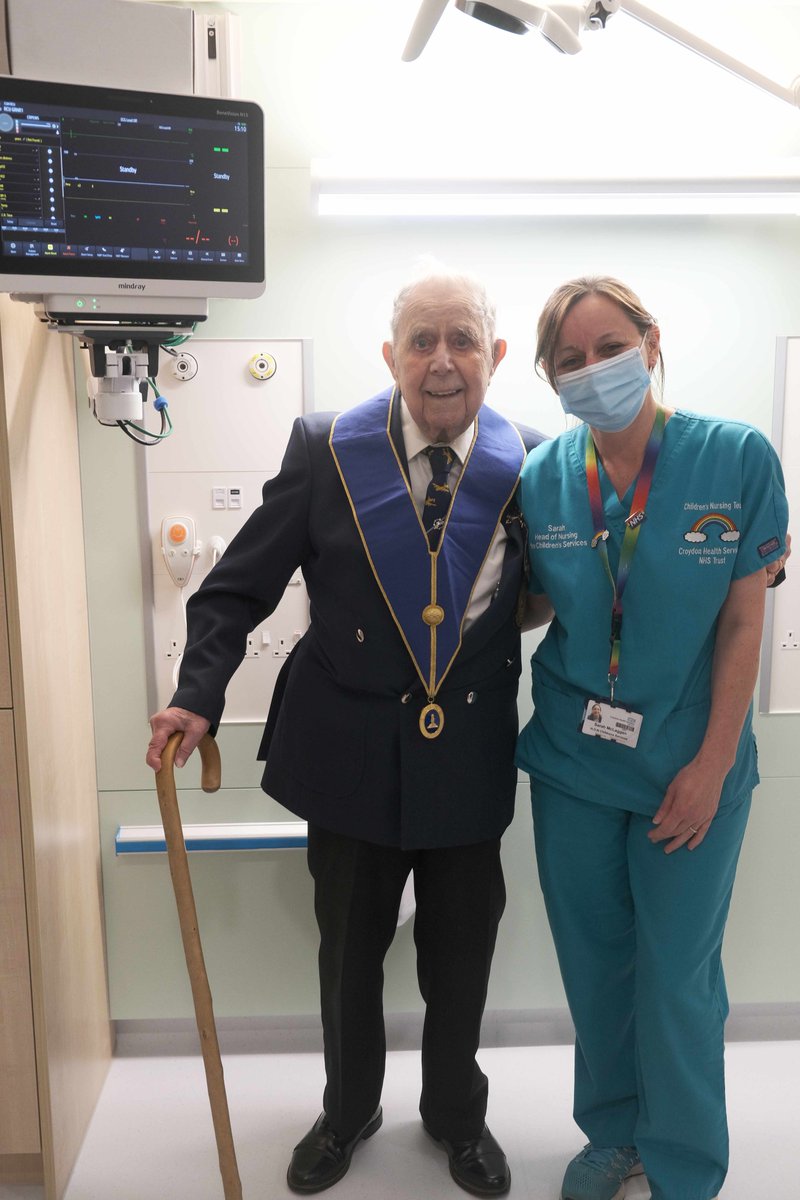 HereForCroydon's tweet photo. We are thankful for all our supporters, including the fantastic Harry Winter who inspired many to donate to our children's play appeal💙 @SurreyMason 🏥

At 1⃣0⃣0⃣ years young he is still giving back to the local community @croydonhealth 🌟 https://t.co/xFSG2zdJo1