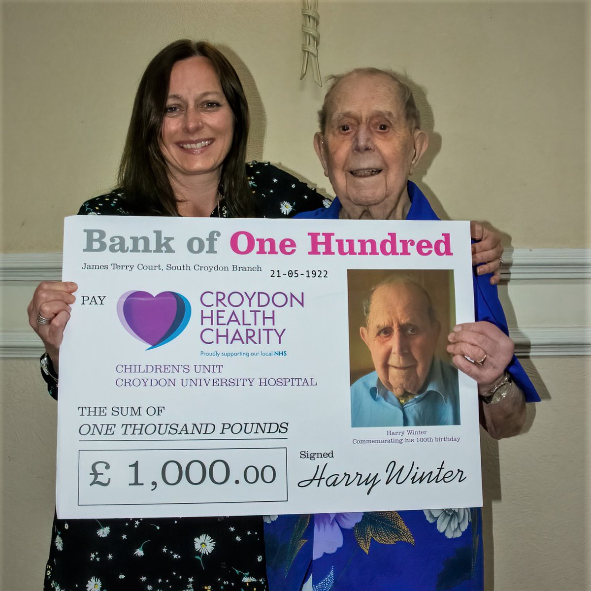 HereForCroydon's tweet photo. We are thankful for all our supporters, including the fantastic Harry Winter who inspired many to donate to our children's play appeal💙 @SurreyMason 🏥

At 1⃣0⃣0⃣ years young he is still giving back to the local community @croydonhealth 🌟 https://t.co/xFSG2zdJo1