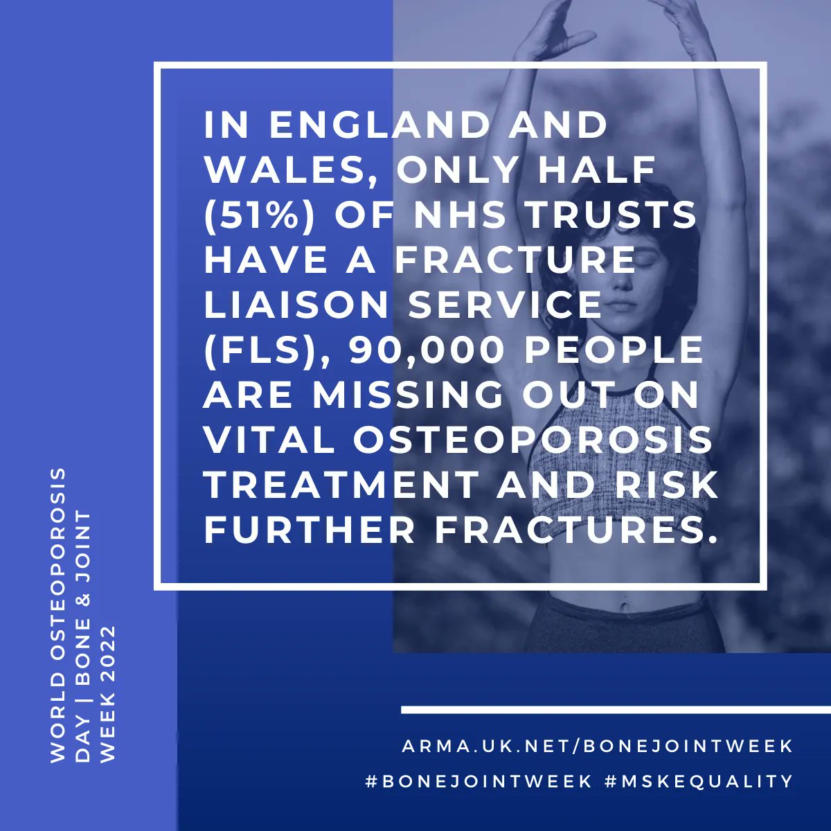 royalcolchiro's tweet photo. On #WorldOsteoporosisDay, the last day of #BoneJointWeek, we're calling for policy makers to support #FairnessOnFractures with equal access to vital osteoporosis treatment and care by ensuring 100% access to Fracture Liaison Services. See https://t.co/gp1t8d61Gy #MSKequality https://t.co/4I7xrwFEP9