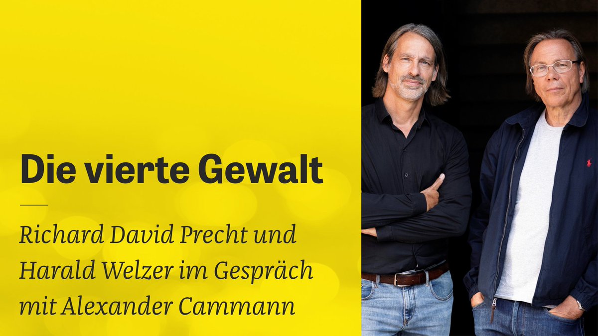 Jetzt diskutieren Richard David Precht und Harald Welzer mit Alexander Cammann auf der <a href="/DIEZEIT/">DIE ZEIT</a>-Buchmessenbühne über ihr neues Buch "Die vierte Gewalt". Hier geht’s zum Livestream: zeit.de/kultur/2022-10… #fbm22 <a href="/ZEITvst/">ZEIT Veranstaltungen</a>