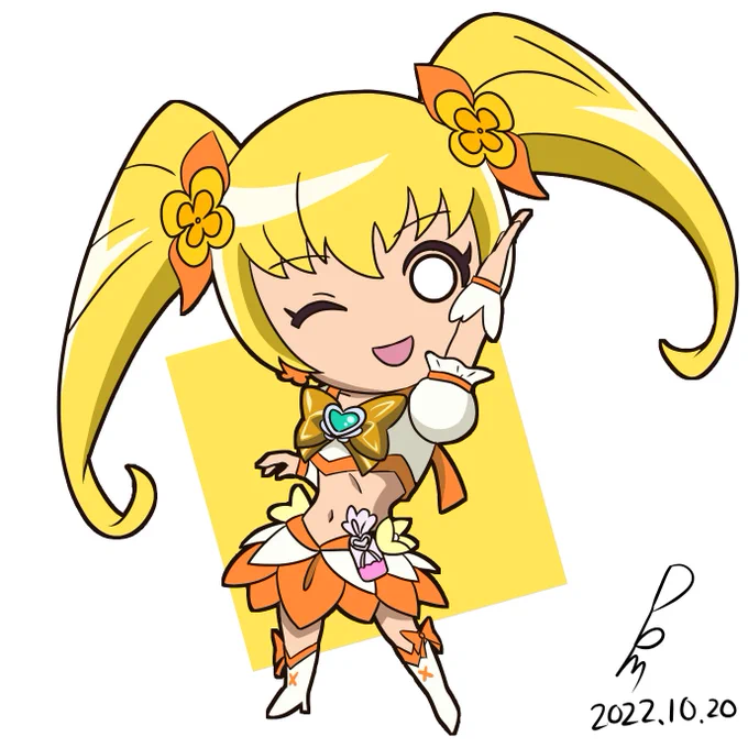 気分転換にキュアサンシャインのディフォルメ絵完成!#precure #ハートキャッチプリキュア 