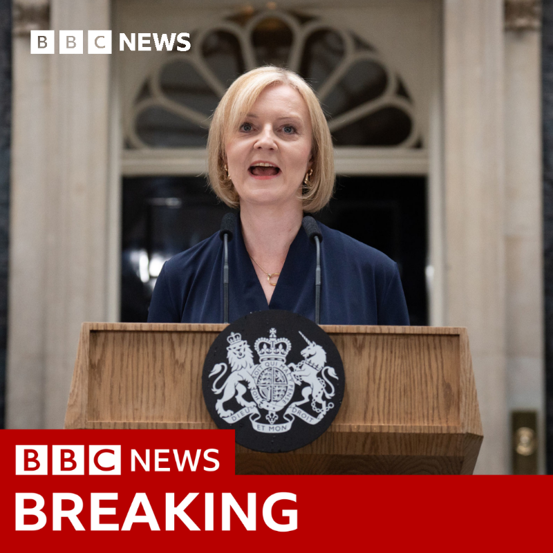 BBCNews's tweet photo. Liz Truss's resignation speech in full