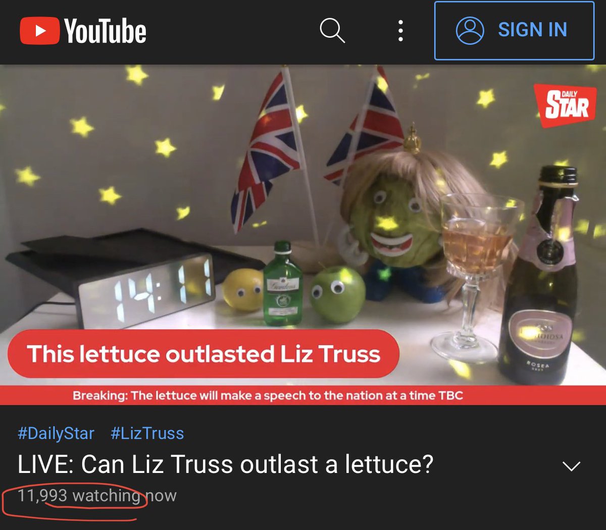 Awaiting ‘speech’ from the lettuce that outlasted Liz Truss. The UK is a strange place 🫠