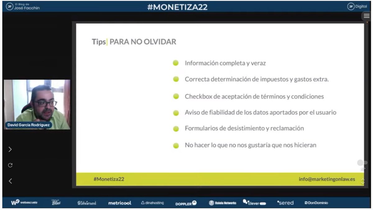 Tips para NO OLVIDAR ‼Protección de datos para eCommerce (las 7 claves para poder dormir tranquilo)‼ junto a <a href="/DavidGarcia_Rod/">David García</a> en #Monetiza22

📢Regístrate GRATIS en 👉bit.ly/3gn2JEF