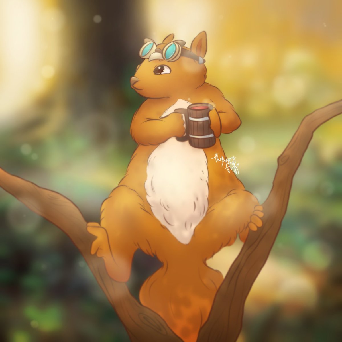 Drew my squirrel OC for a new DnD campaign <3 Drunken Fist monk, awakened squirrel. Nutt and his fermented fruit punch are ready to go kick some butt.~ He is the fwoof but he do the boof >:D 

#DnDcharacter #dnd #dndart #illustrationartist #dnd5e