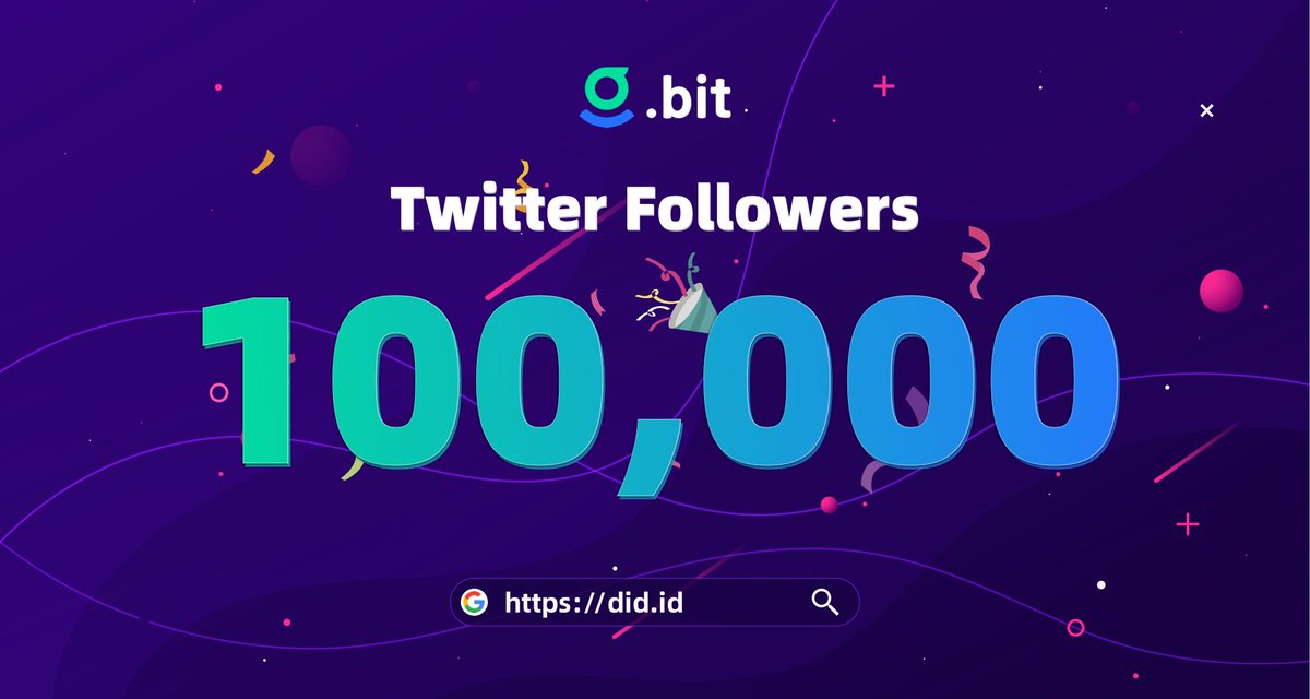 🔥𝟏𝟎𝟎𝐊 𝐟𝐨𝐥𝐥𝐨𝐰𝐞𝐫𝐬 🚀 BUIDL with @dotbitHQ! 🌍 did.id ✅ RT & Follow ✅ Twitter name ends with .bit ✅ Leave what you want to say to .bit and your .bit name #DID #dotbit #Web3