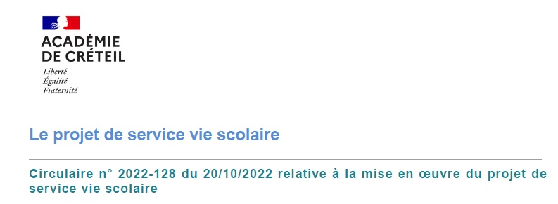 📢#CPE et #PERDIR de l'<a href="/AcCreteil/">Académie de Créteil</a> : circulaire académique sur le projet de service #viescolaire proposant des outils pratiques 🛠️  #Magistère 💻 réalisés par un groupe de travail académique 👏.
➡️A découvrir !