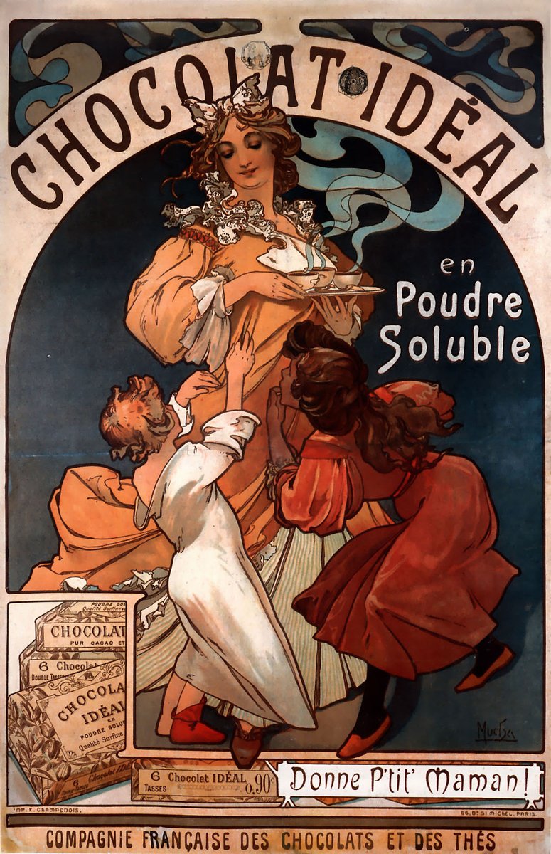 Chocolat Ideal, 1897 #mucha #artnouveau wikiart.org/en/alphonse-mu…