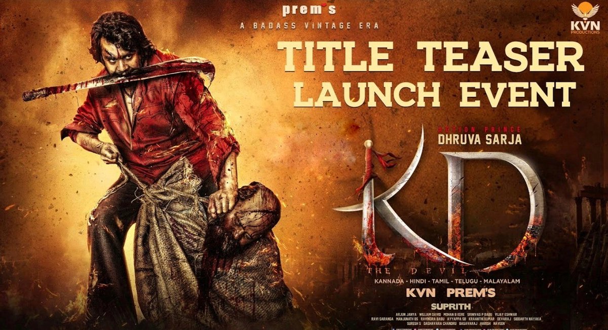 KannadaWorld's tweet photo. #KVN4 - #DS06 - Prem's Directional Title - 'KD' The Devil 🔥
@DhruvaSarja @directorprems @KvnProductions @RakshithaPrem https://t.co/9WBhkcqML0
