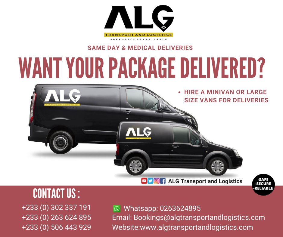 algtall's tweet photo. Deliver your packages with ALG at affordable rates. Quality services you can trust, call us now.
#algtransportandlogistics
#deliveryservicegh
#dispatchingservices
#moveitems https://t.co/wurw9PWfqj
