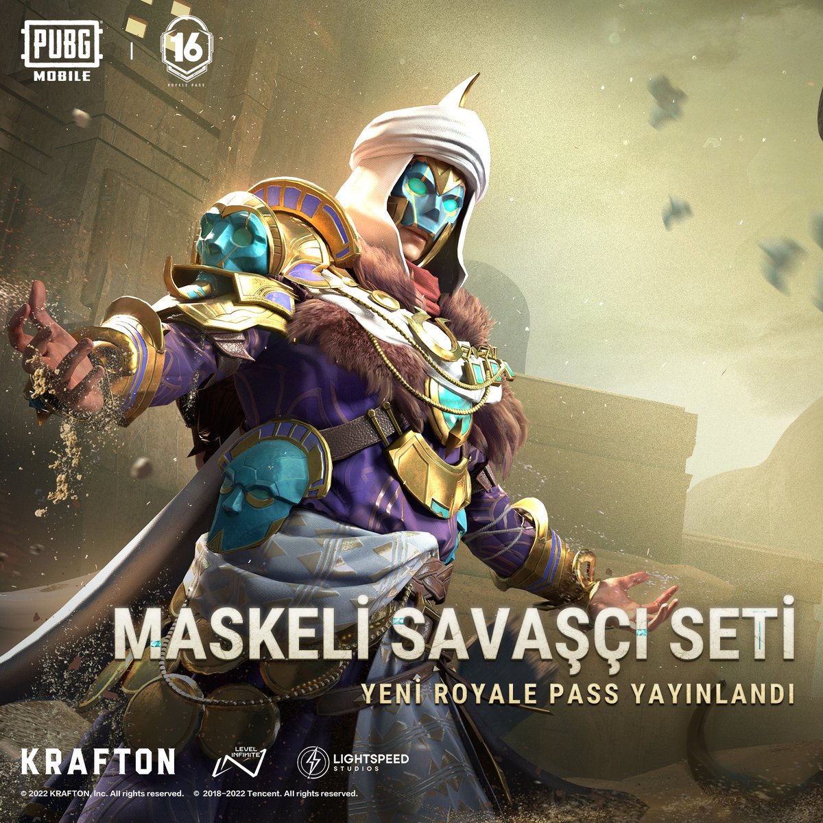 PUBGM_TR's tweet photo. Yeni Royal Pass yayınlandı! 🔥
Cesur oyna, büyük kazan! 💪 Yeni #RPM16'da Maskeli Savaşçı Seti seni bekliyor!
Yorumlarını bekliyoruz! 😍
#PUBGMOBILE #ROYALPASS https://t.co/lja5zyC3iQ